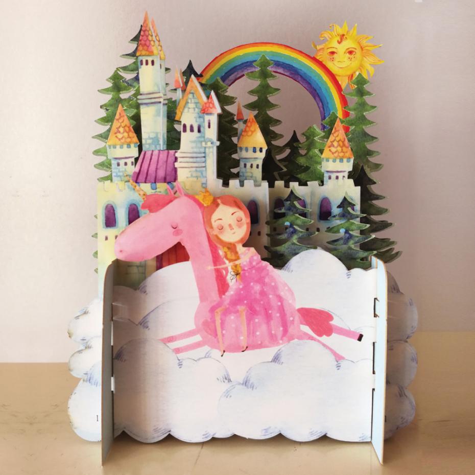 princess and unicorn pop up card